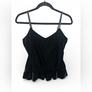Ralph Lauren Black Velvet Peplum Cami, Vintage 90s Y2K, Size M